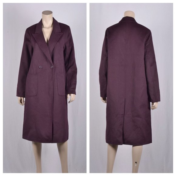 Halogen Double Face Wool Coat Burgundy - Picture 2 of 2